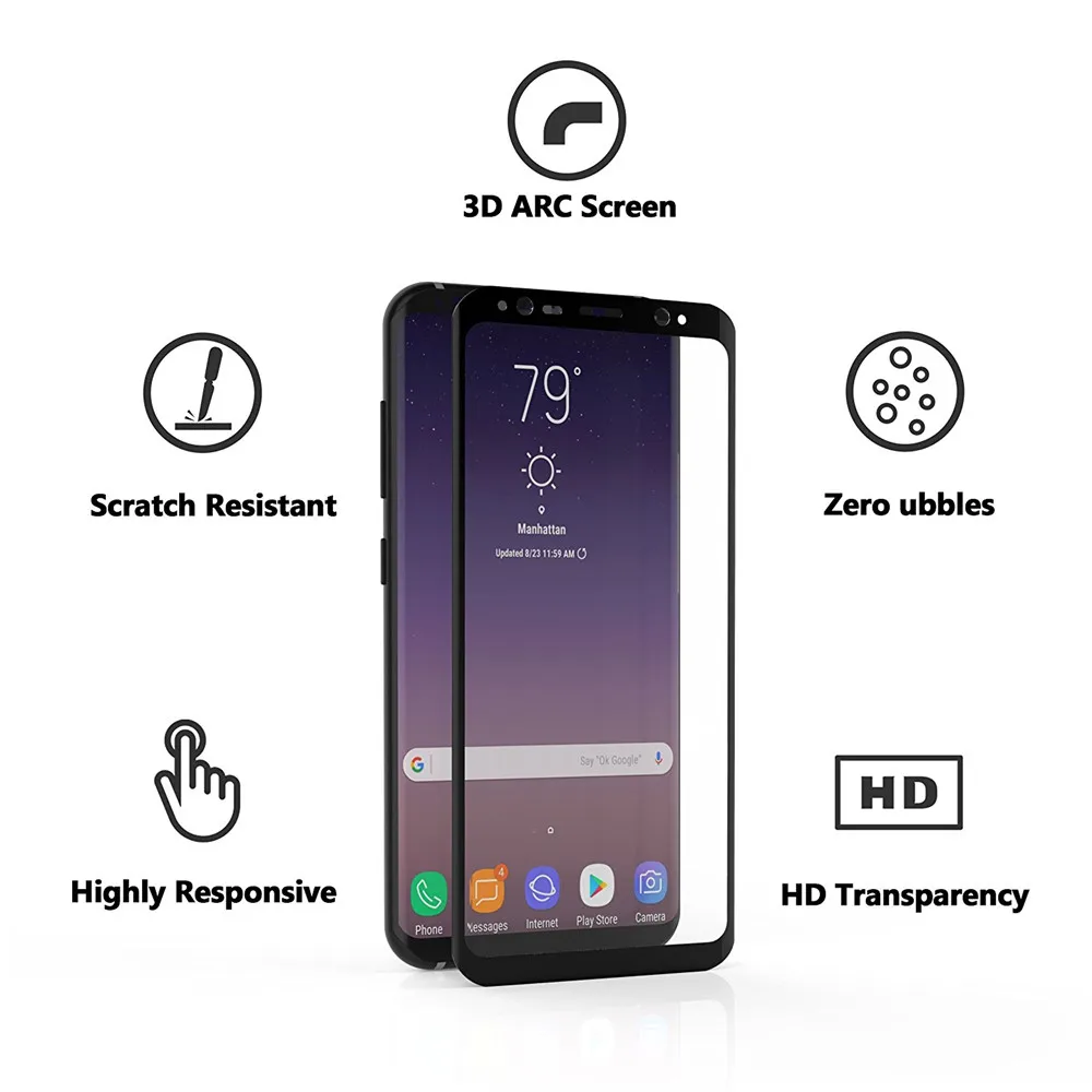 Закаленное Стекло для samsung Galaxy note8 9 H 3D изогнутые полное покрытие Экран Защитная