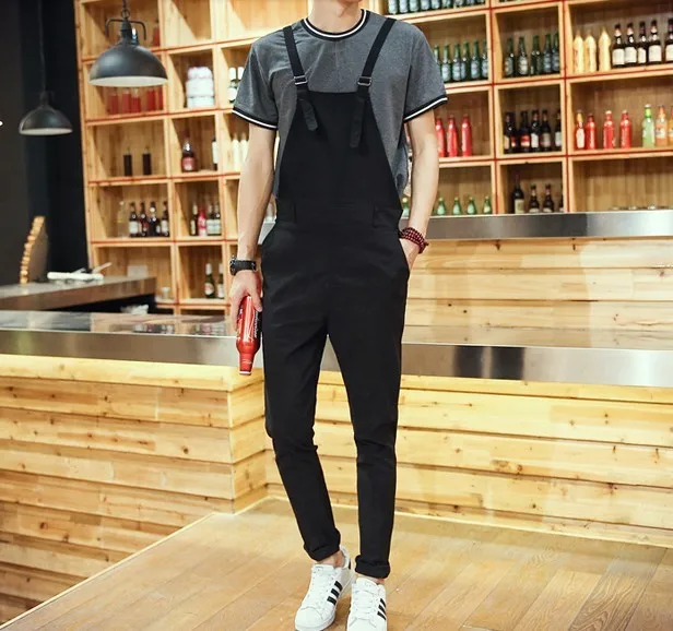 

Mens Streetwear Black Jumpsuit For Men Fashion Skinny Overalls One Piece Jumpsuits Male Suspender Pants Trousers Salopette Homme