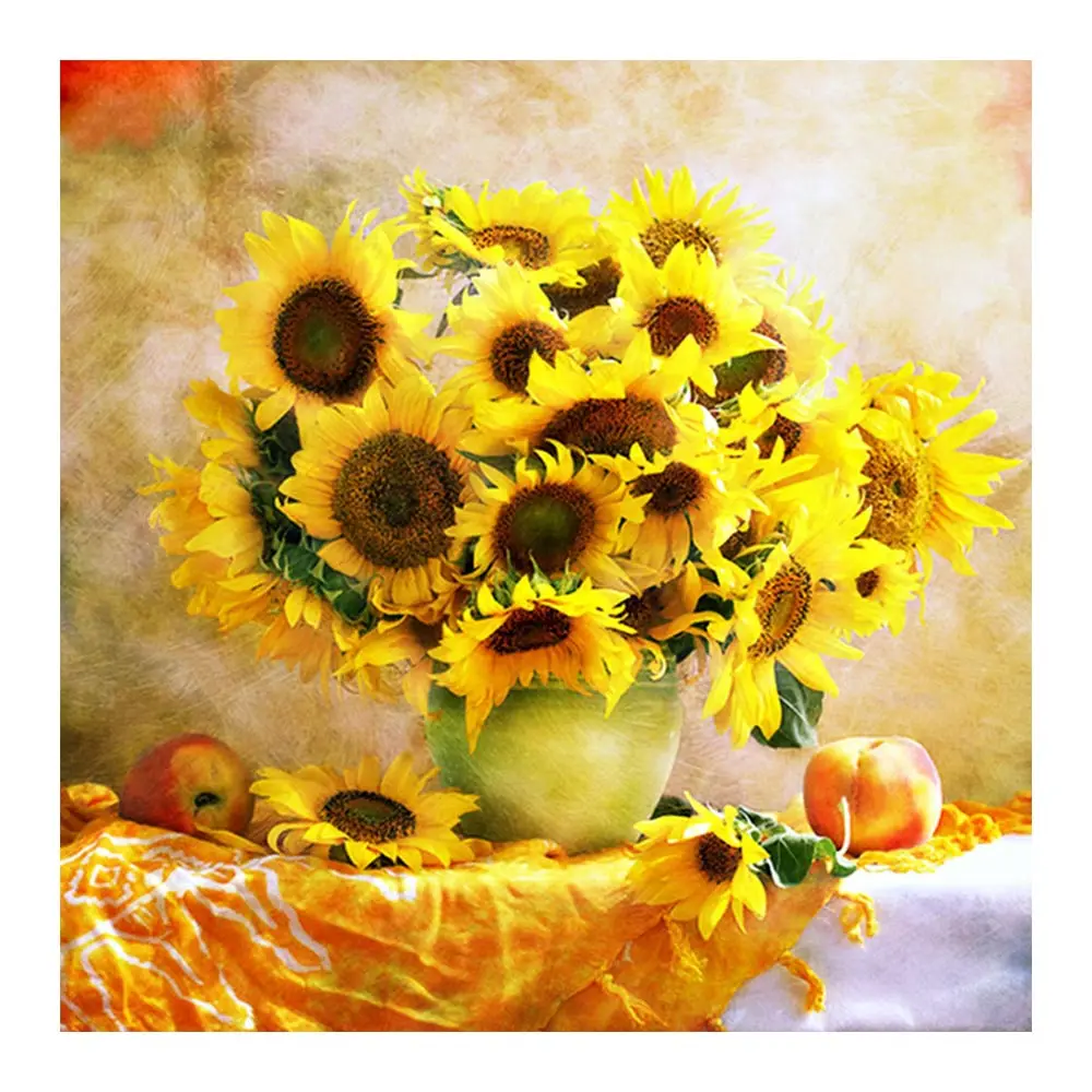Sunflower Diamond Painting Vase Round Full Drill Oil Floral Nouveaute DIY Mosaic Embroidery 5D Cross Stitch Home Decor Gifts | Дом и сад