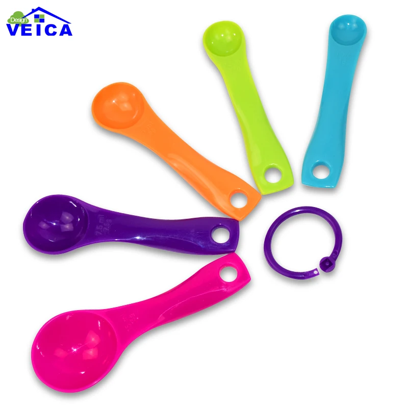 5 шт. красочные пластиковые мерные ложки чашки кухонные инструменты высокого