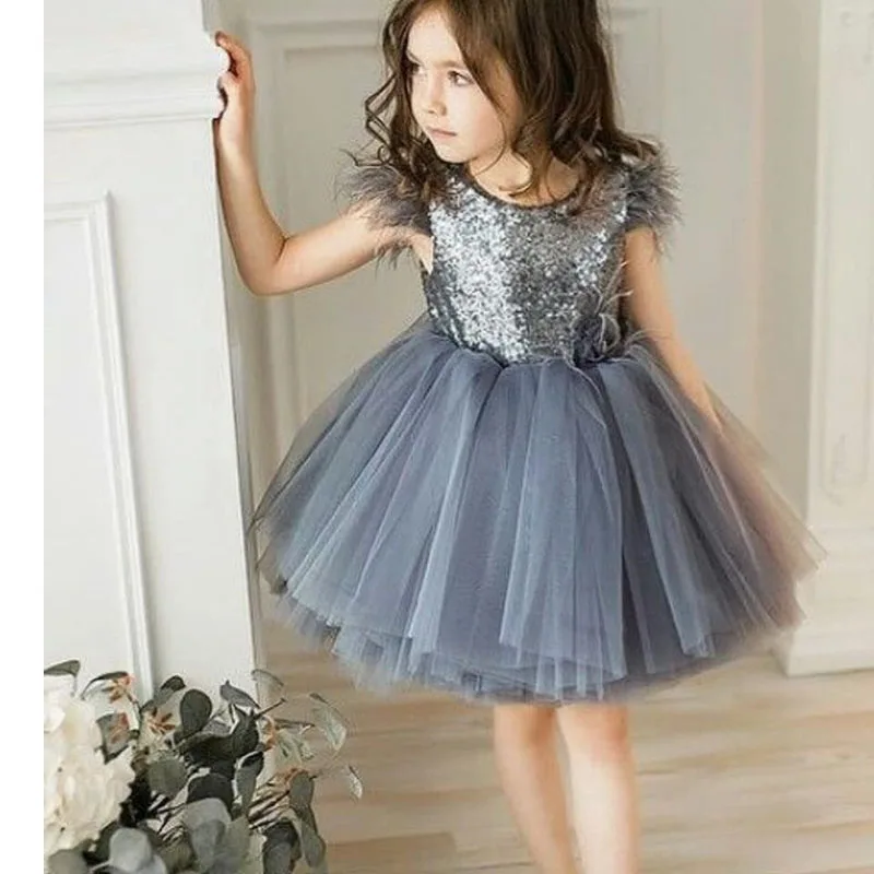 LUEISENY Toddler Baby Princess Dress Girl Sleeveless Tassel Tulle Backless Sequin Mini Party Dresses | Детская одежда и обувь
