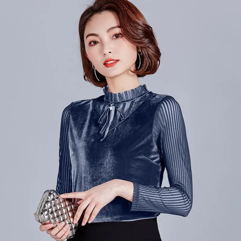 NFIVE бренд 2018 женские золотые бархатные однотонные рубашки Новая модная Корейская