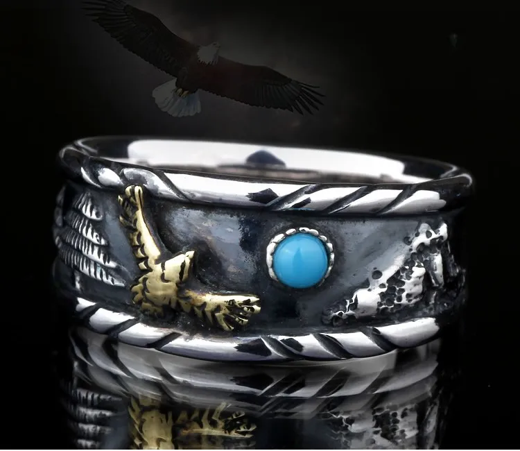 Тайское серебряное кольцо в индийском стиле с 925 пробы орла | Украшения и
