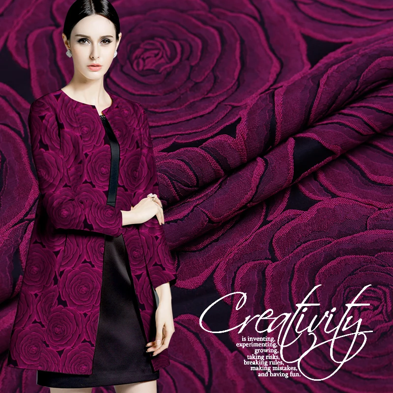 Фиолетовые розы французский импорт модные жаккардовые ткани для платья пальто