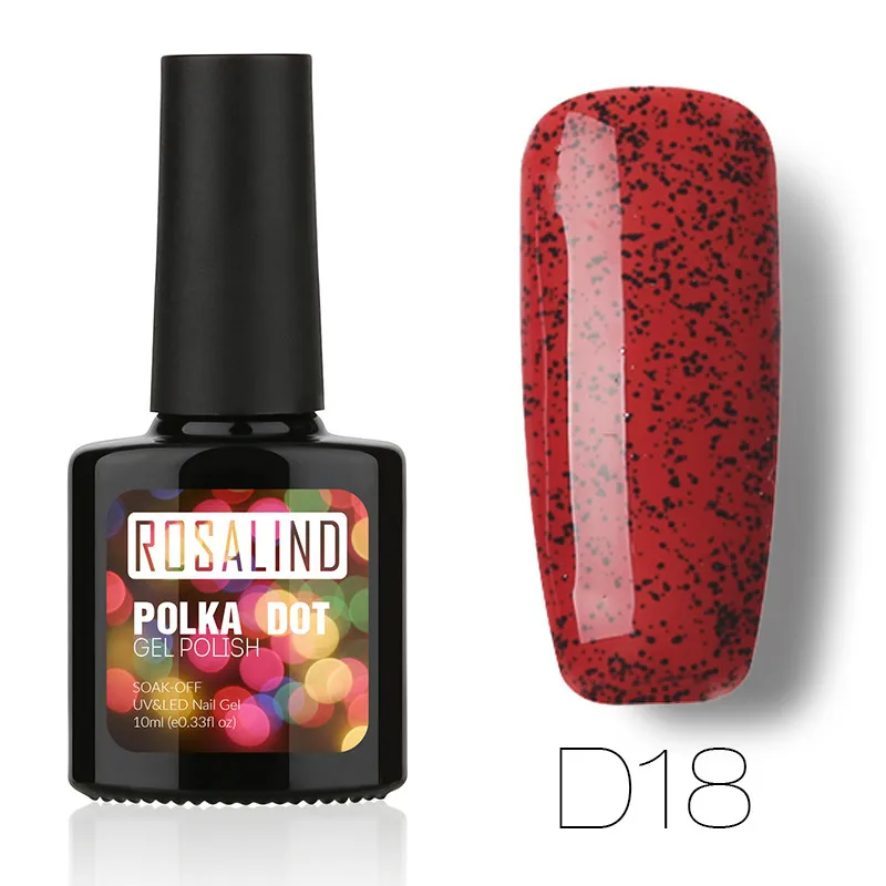 ROSALIND гель 1S P+ черная бутылка 10 мл Конфеты Bling D01-24 Гель-лак для ногтей Дизайн ногтей УФ светодиодный блеск замочить-Off долговечный Гель-лак - Цвет: D18