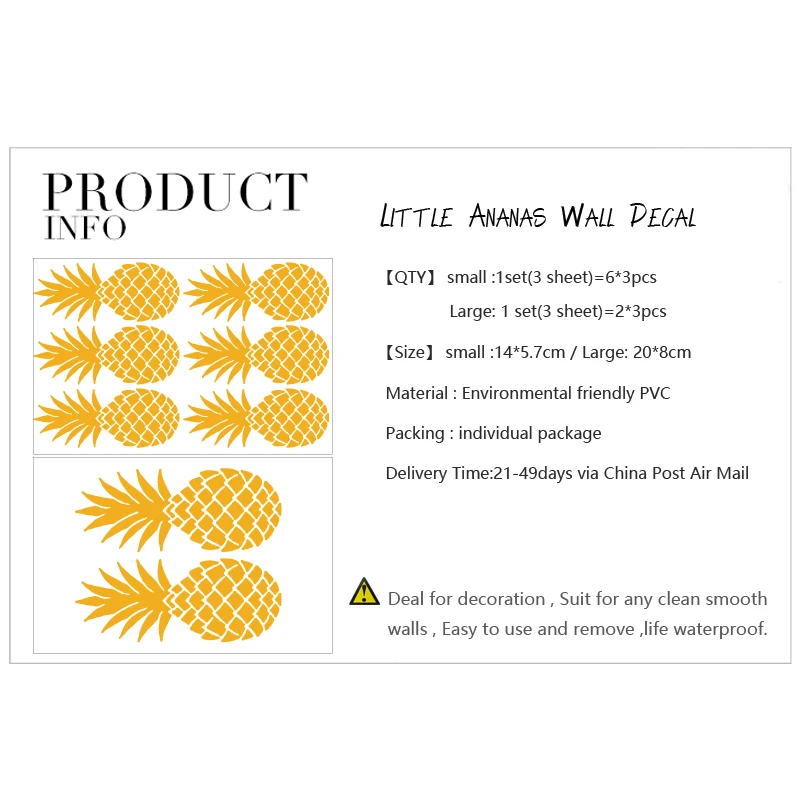 Съемные Виниловые настенные наклейки с ананасами сделай сам для гостиной