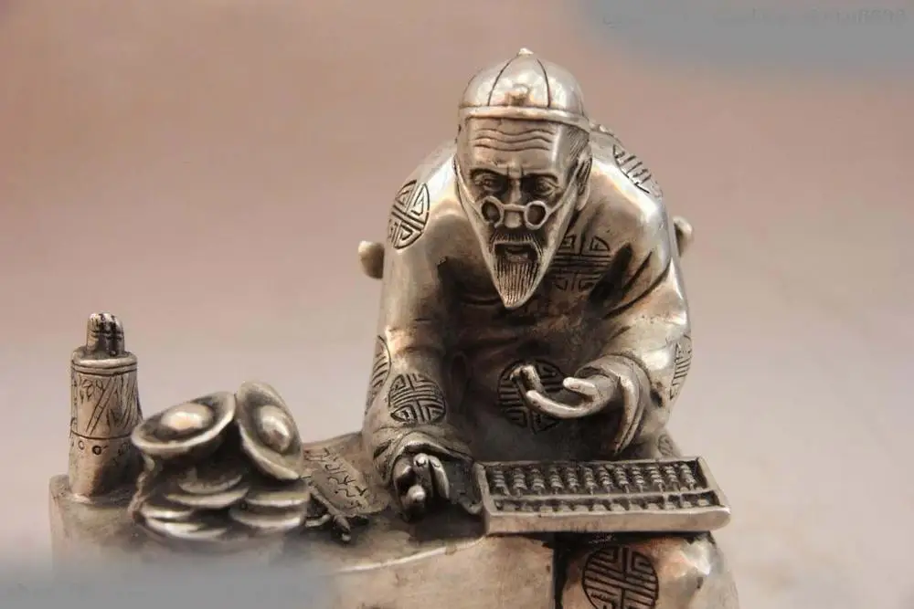 Китайская народная белая медь серебро Юань Бао золото богатство деньги старый