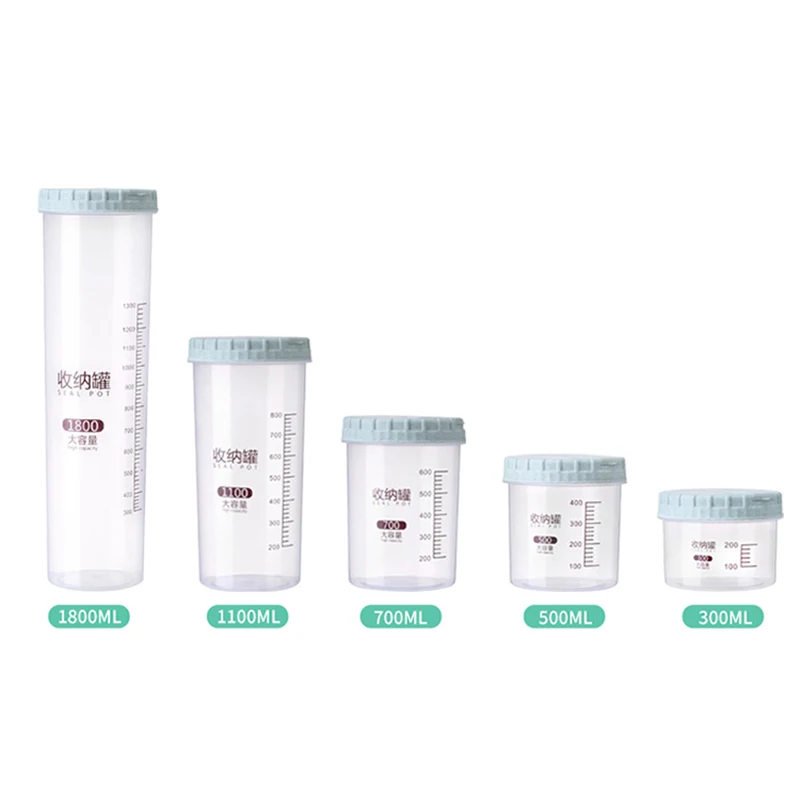 Удобная пластиковая прозрачная банка для хранения пищевых продуктов 300/500/700/1100/1800