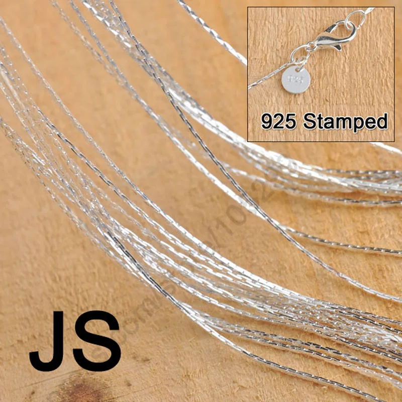

50 Pcs 18" Pure 925 Sterling Silver Jewelry Findings JS Link Necklace Chains Set Lobster Clasps For Pendant Wholesale