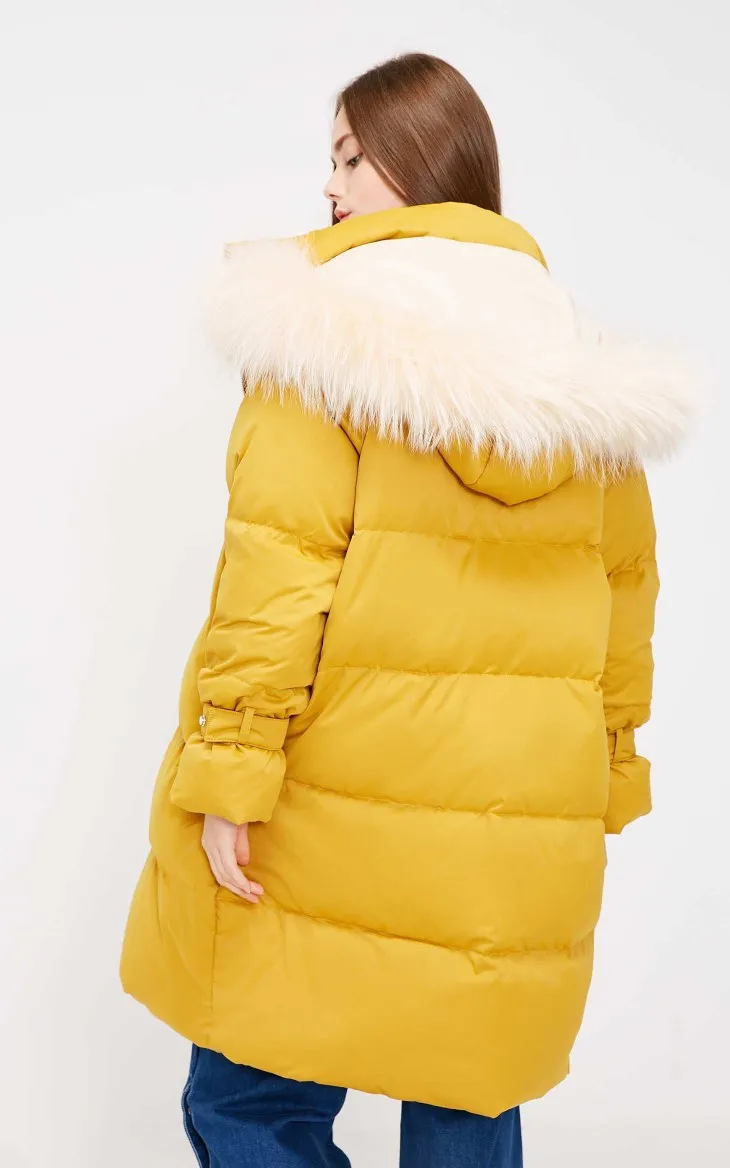 Vero Moda женский пуховик средней длины с капюшоном из меха енота | 318412537