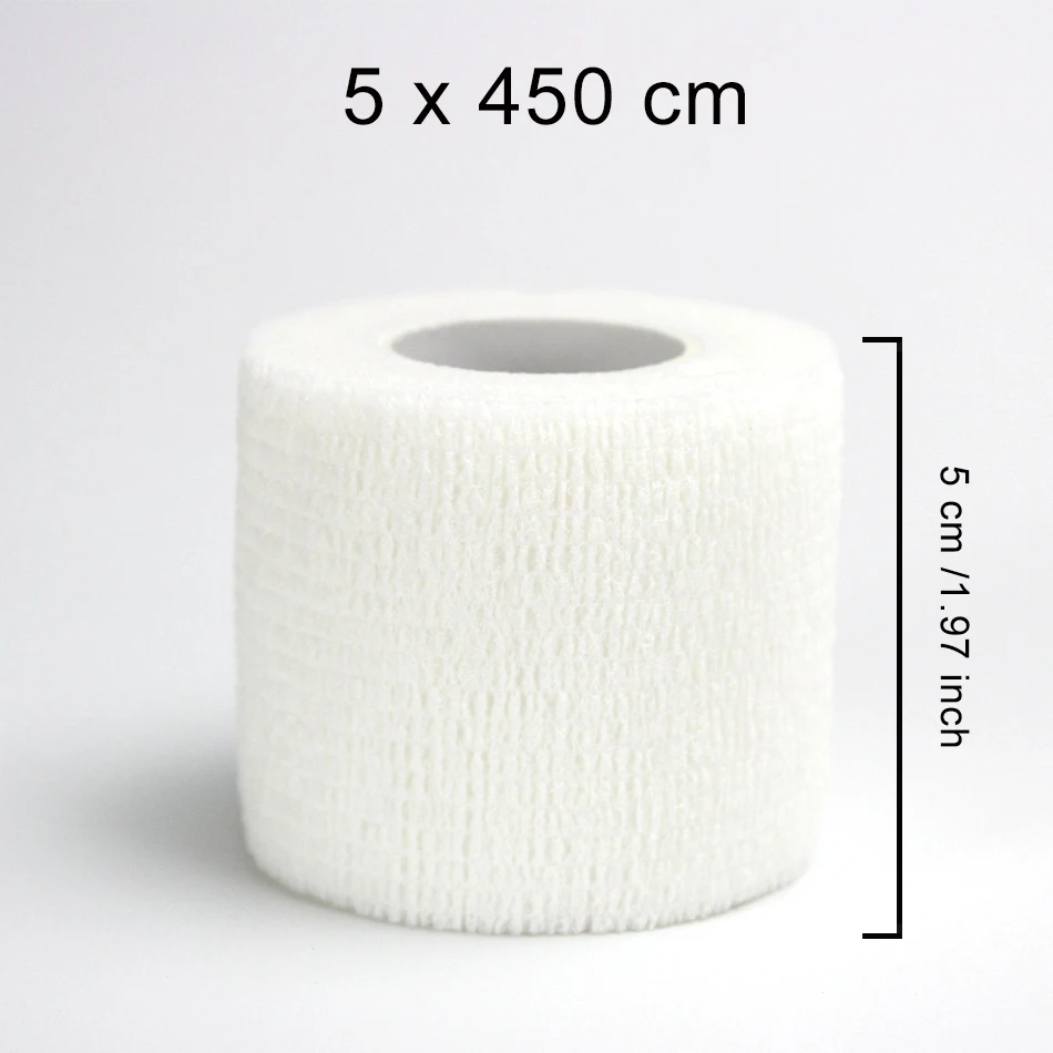 White Стоящая 5 см* 450 см самоклеящаяся эластичная лента из нетканого материала, лента для фитнеса, наколенники, поддержка локтя, травмирующая подушка - Цвет: White