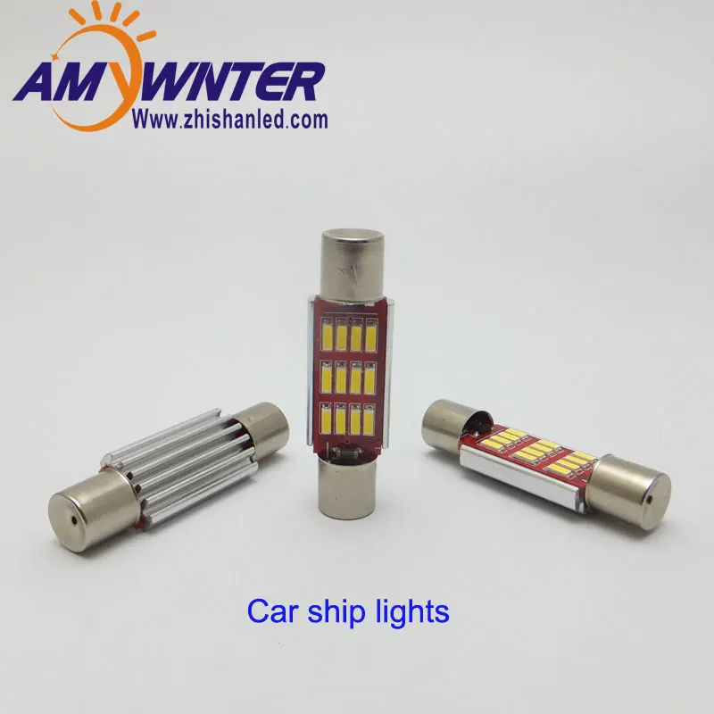 

Светодиодная лампа AMYWNTER c5w, с плоской головкой, SMD 4014, 12 светодиодов, 2 Вт, морской световой индикатор, 43 мм, 10-30 В постоянного тока, белый