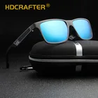 Мужские прямоугольные солнцезащитные очки HDCRAFTER, поляризационные очки в мягкой оправе из сплава, в стиле ретро, с чехлом UV400