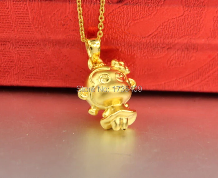

Authentic 24k Yellow Gold Pendant/ Craved Happy Monkey Girl Pendant/ 3.29g