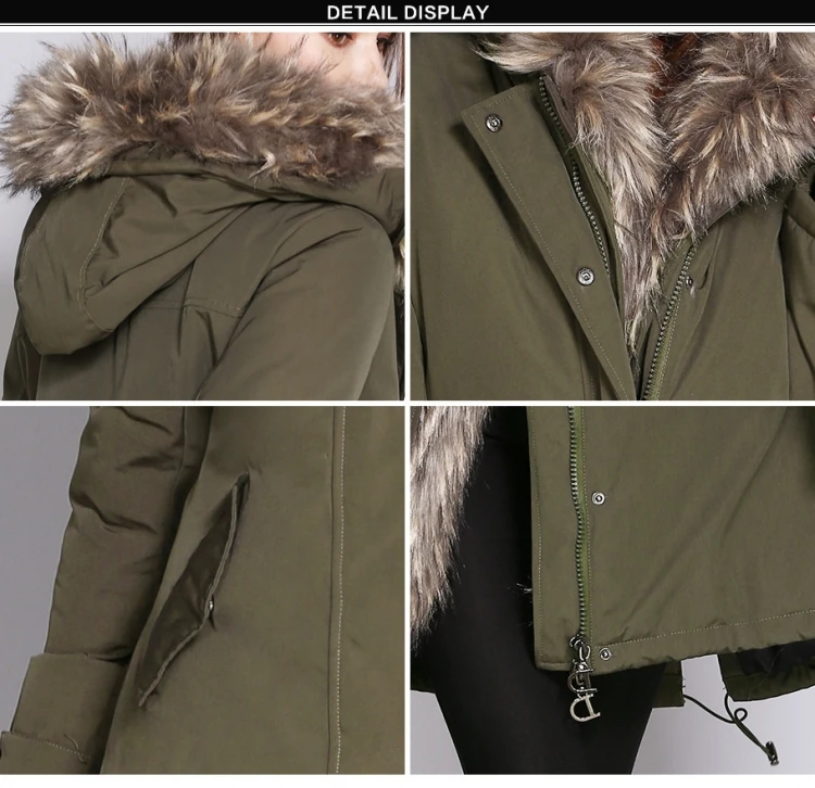 Женская парка с капюшоном amberhear толстая длинная куртка из меха енота S 3XL зима