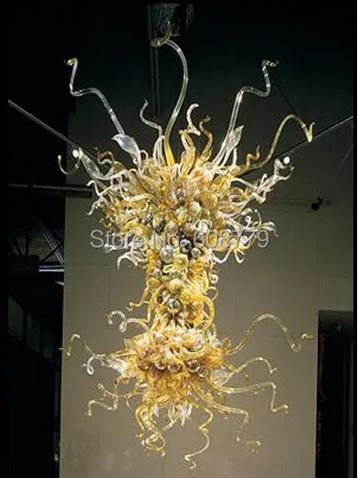 

Free Shipping Attractive Art Hotel Hand Blown Glass Big Chandelier