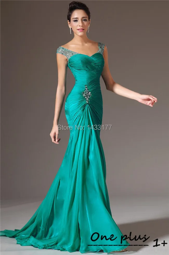 free shipping 2018 new Vestidos Long custom Elegant Green Chiffon Mermaid Prom Dress Party Evening with Sequins and Beads | Свадьбы и