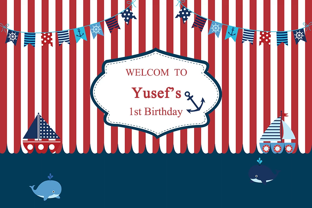 Фон для фотосъемки с изображением маленькой шваы на 1 й день рождения голубыми