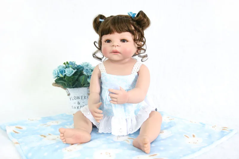 55 см полное тело силиконовые Reborn Baby Doll Игрушки для девочек Bonecas 22 дюймов виниловые Новорожденные принцесса Bebe живые Младенцы подарок на день рождения
