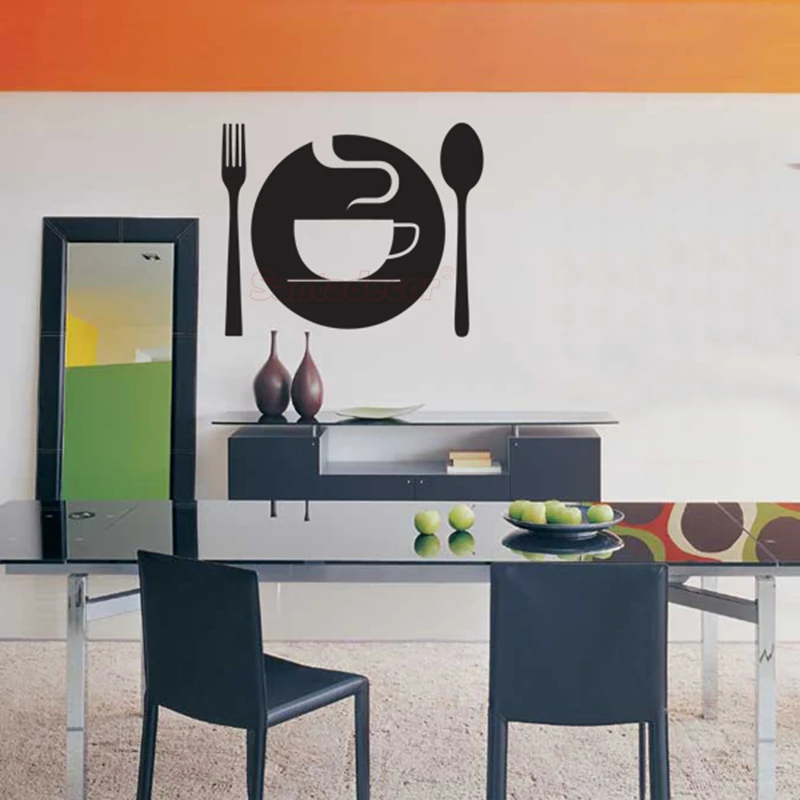 

Sticker-kitchen Fork-Spoon-Cup Design Vinyl Wall Decor Cuisine Wall Art Decal Restaurant Home Decor Poster House Decoration