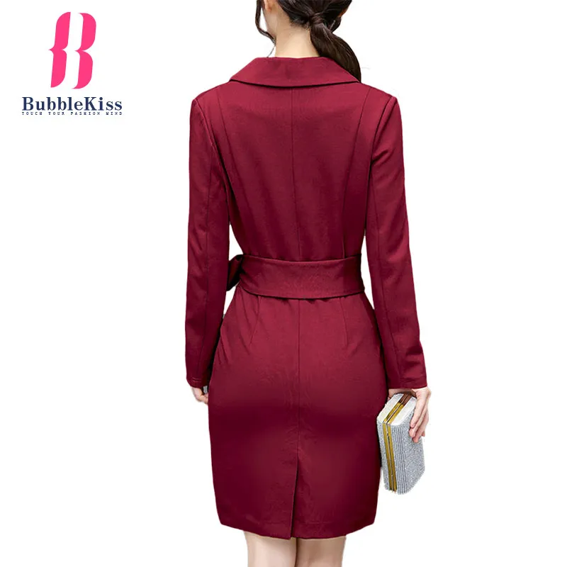 Бантом карман Обычная Bodycon платье Turn Подпушка воротник осень-зима карандаш