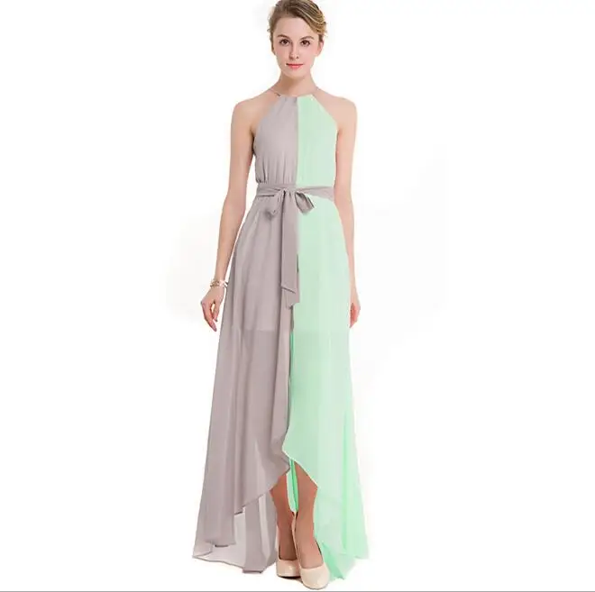 Шифоновое праздничное элегантное платье цвета хаки с розовый лоскутное Цвет