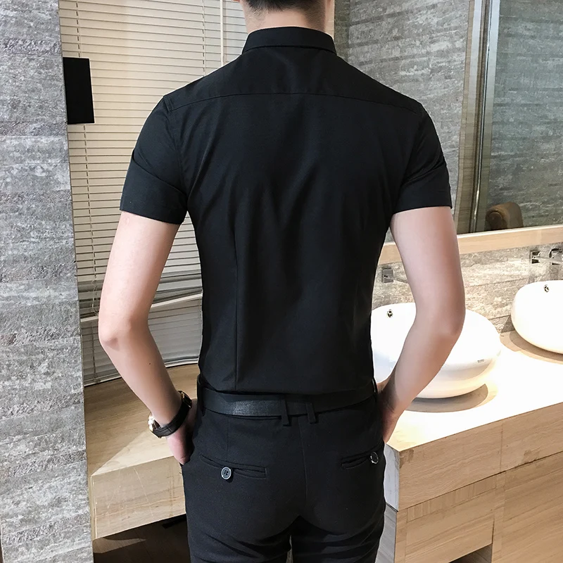 Мужская рубашка с цветочным рисунком повседневная Облегающая для ночного клуба