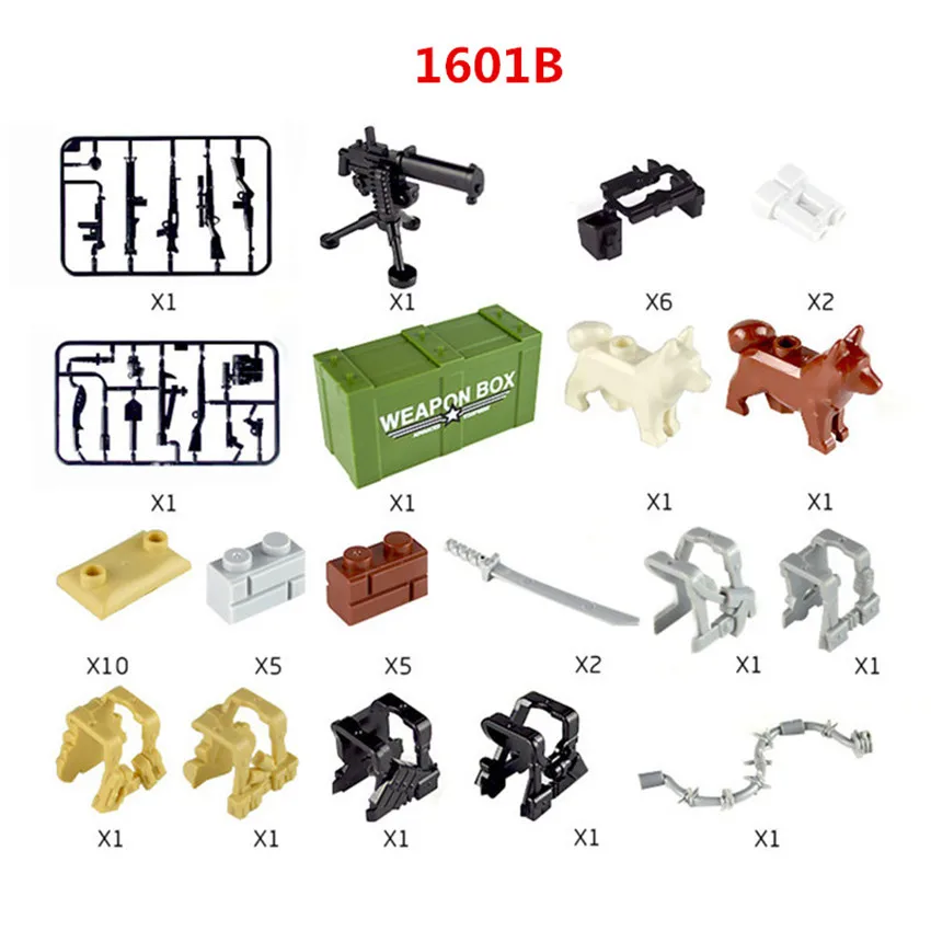 

Military Swat Team Guns Soldier with Weapons Building Blocks compatible Army bricks WW2 enlighten Toys for Children