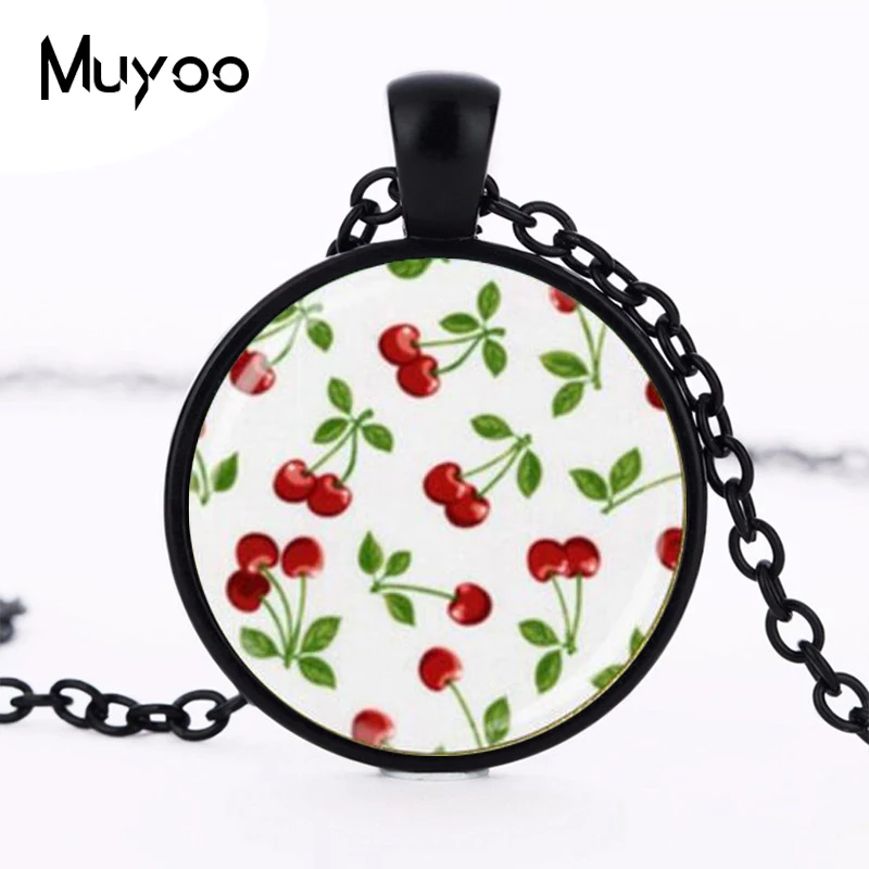Женская подвеска HZ1 в виде стеклянной рамки стиле рокабилли|cherry necklace|glass jewelryjewelry