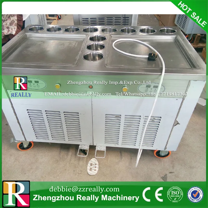 Машина для жарки льда с двойной сковородой 110 В 11 резервуарами и регулировкой