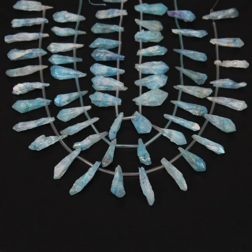 Приблизительно 22 шт Необработанные небесно-голубые хрустальные длинные бусы