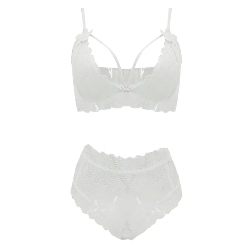 Женское нижнее белье с бантами белое кружевное бандажный комплект боди одежда