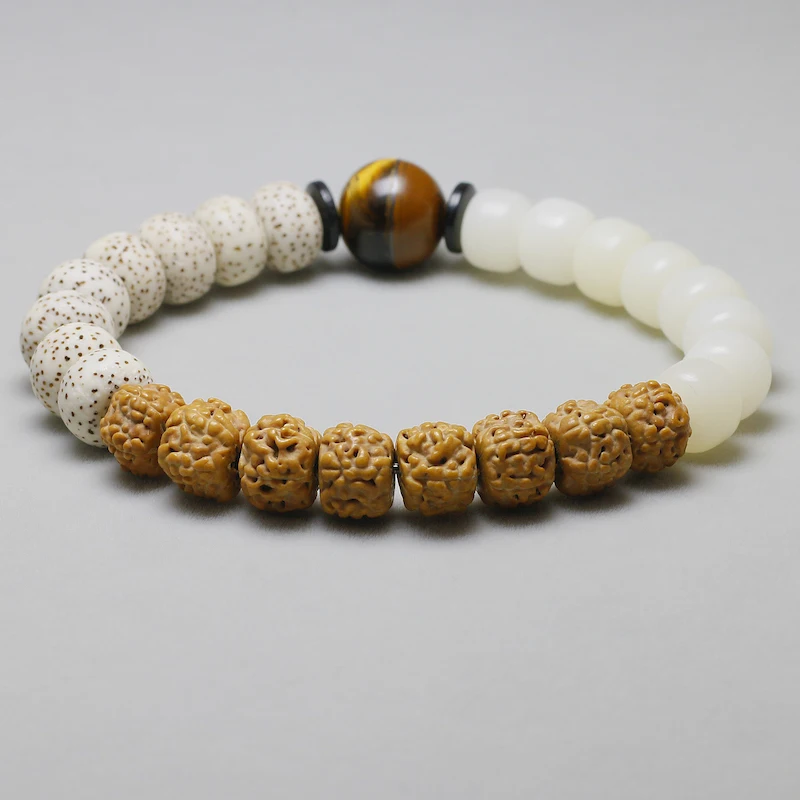 Белые браслеты Bodhi для женщин и мужчин религиозный натуральный тигровый глаз