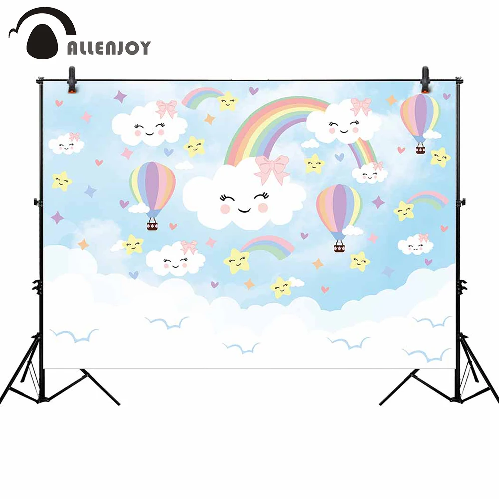 Allenjoy фон для фотостудии Радужное небо улыбка облако воздушный шар звезда