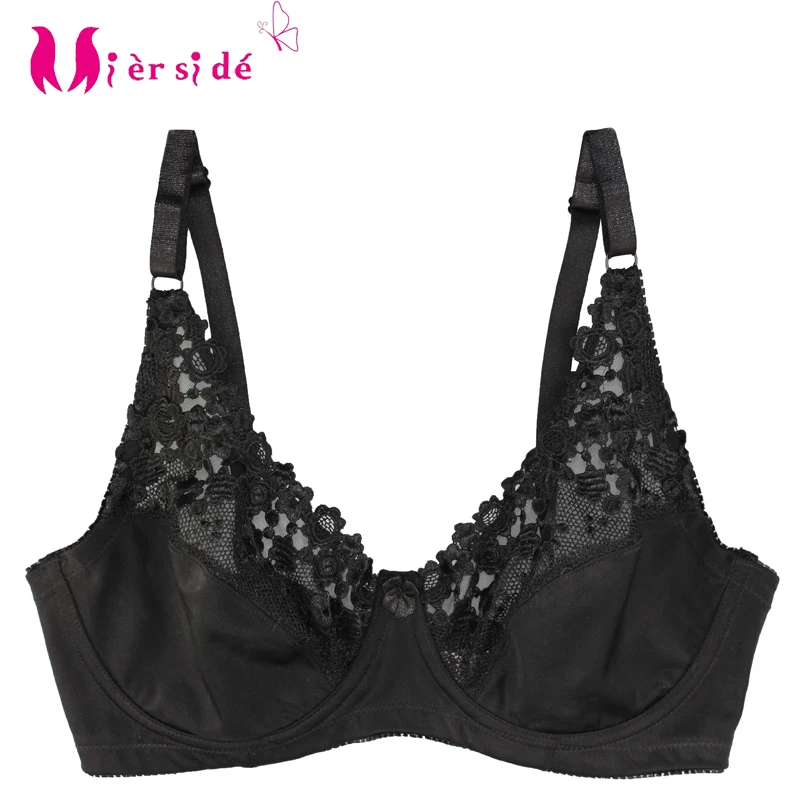 Mierside ZBW023 plus size bra Big Size Breathable Brassiere Single Sexy Floral Lace Transparent Cup Bralette 36-46 C/D/DD/DDD/E