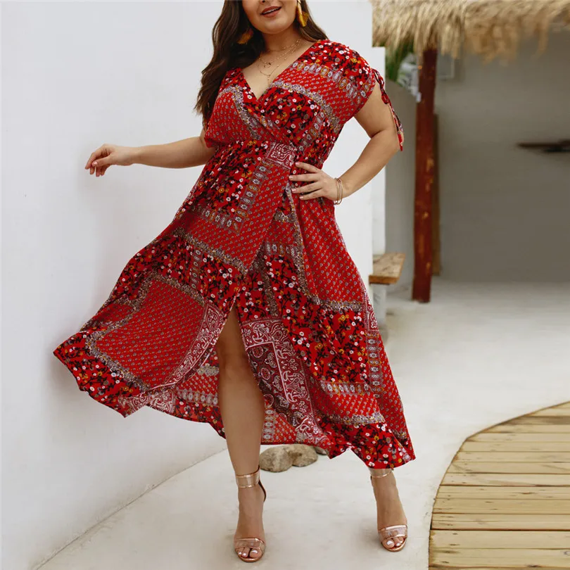 Женское летнее винтажное платье с V образным вырезом и цветочным принтом|Женские