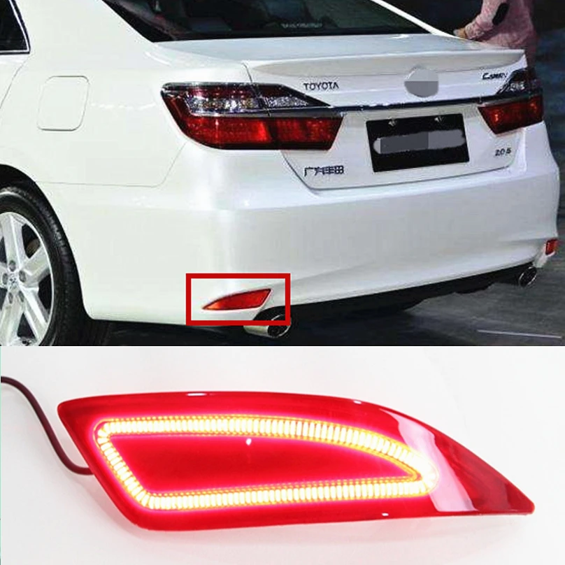 

Car Flashing 2 pcs For Toyota Camry 2015 2016 LED car DRL Rear Bumper tail light Turning Signal lamp Brake Lights Warning lamps