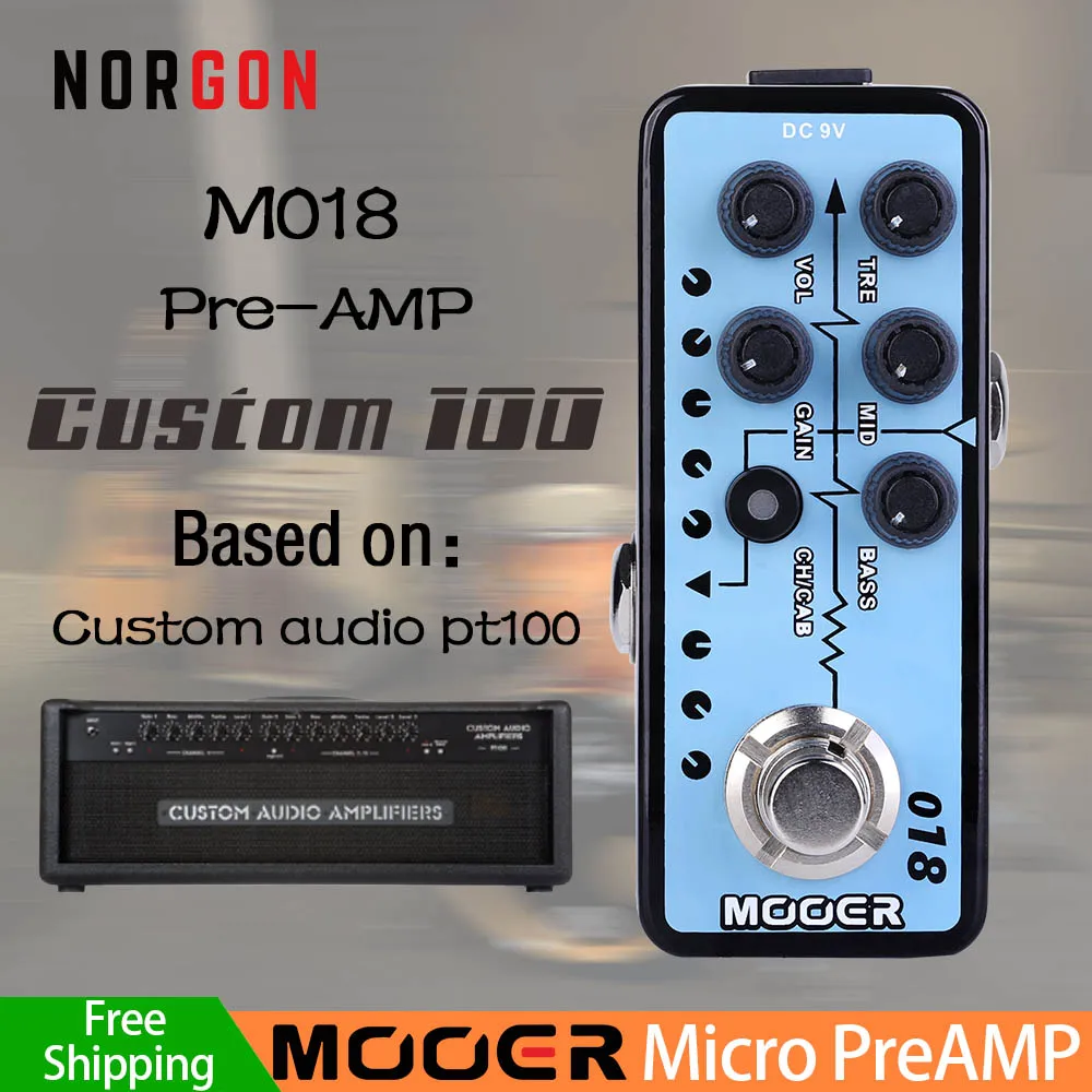 M018 Mooer предусилитель электрогитары педаль эффектов задержка реверберации аксессуары с высоким коэффициентом усиления бас микро Ампер симулятор Двойные каналы - Цвет: M018
