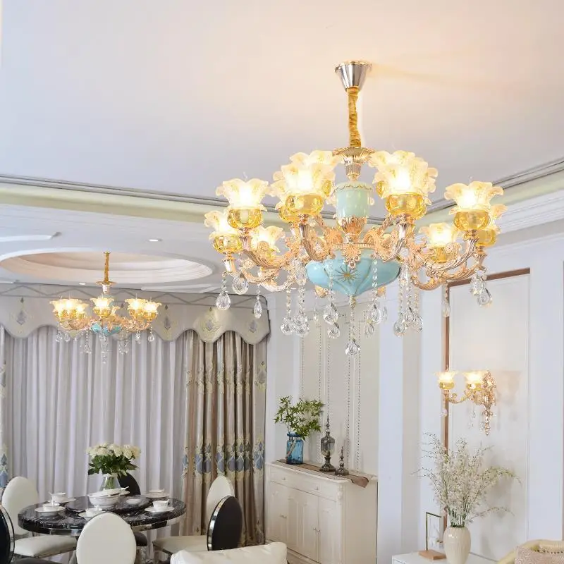 Промышленная лампа европейская светодиодный подвесной светильник с кристаллами