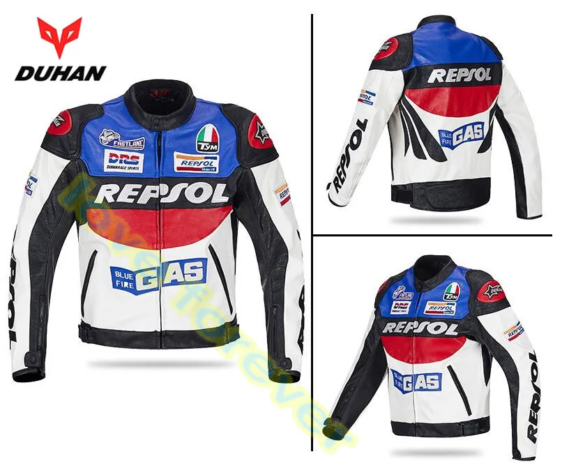 DUHAN moto GP moto rcycle REPSOL гоночная кожаная куртка VS02 оранжевый синий M L XL XXL 3XL хорошая кожа pu Сделано высокое качество Топ serv