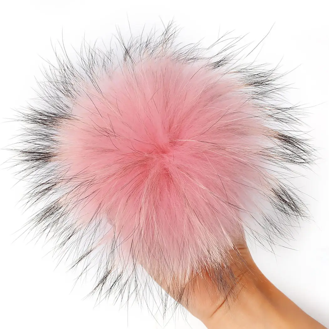 12cm pink Настоящий природный енот меховой брелок с помпонами с застежкой на пуговицу из мягкого меха лисы помпонами свисающий на сумочки и Шляпы перчатки брелок для ключей меховыми помпонами - Цвет: 12cm pink