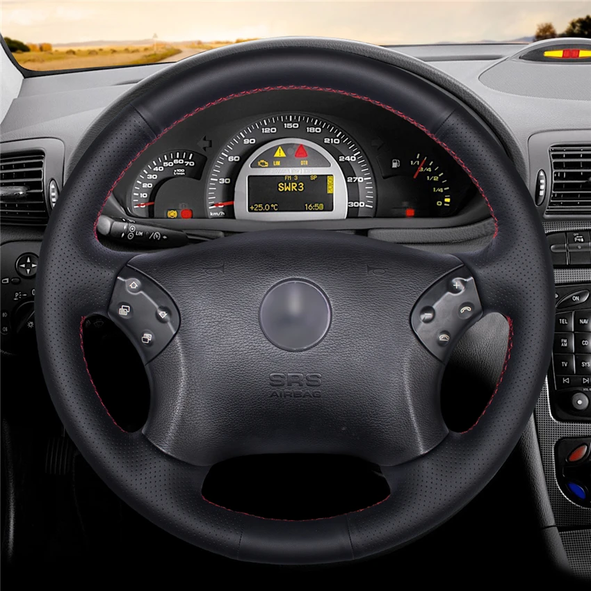 Чехол на руль автомобиля MEWANT из черной натуральной кожи для Mercedes Benz W203 C Class 2001 2007
