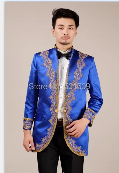 Бесплатная доставка Костюм Принца Вильям синий цвет вышивка Женский костюм