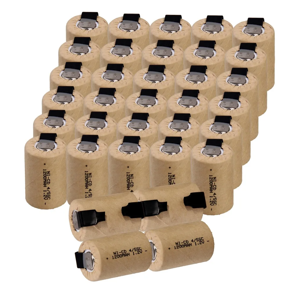34 шт. 4/5SC 1200mah 1 2 v батарея NICD аккумуляторные батареи для электрической отвертки