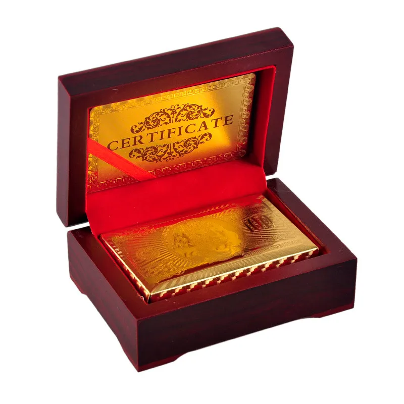 Сертификат, карта, покрытая фольгой, карта для покера, игральная карточная игра, высокое качество, спорт, досуг, 24 K, Золотая игра, карта для покера, Подарочная коробка с