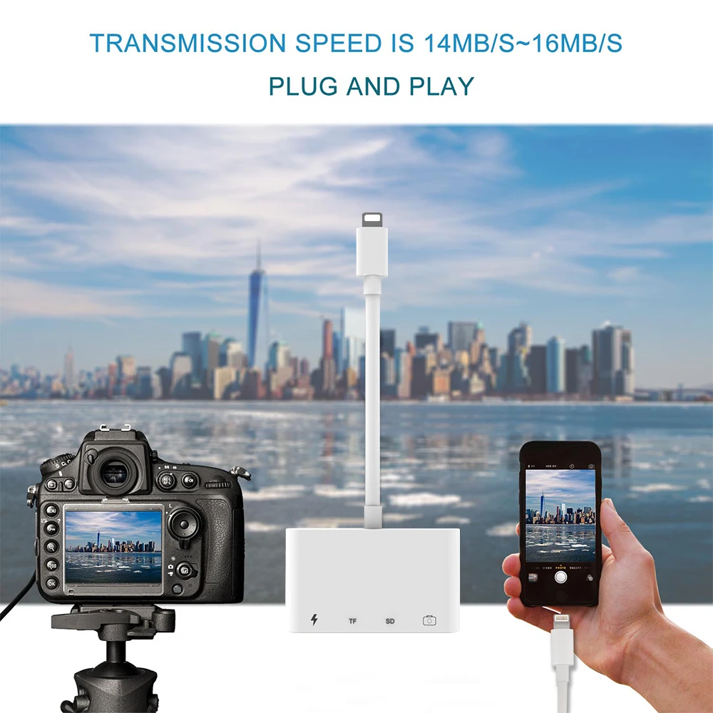 4 в 1 переходник с Lightning на аудиокамеру для iphone X 8 7/SD/TF/HUB|Картридеры| |
