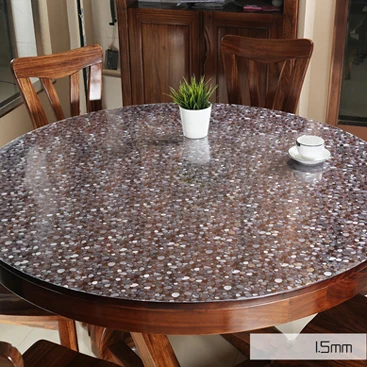 cobblestone 1.5mm Прозрачная мягкая стеклянная ПВХ круглая скатерть водонепроницаемая и маслостойкая одноразовая домашняя скатерть для ресторана отеля - Цвет: cobblestone 1.5mm