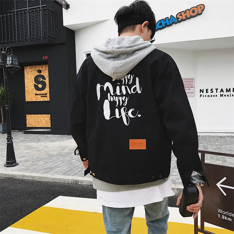 VERSMA Осень корейский Harajuku Письмо вышивка мужские s куртки пальто хип хоп свободные негабаритные пара джинсовая красная куртка пальто для мужчин
