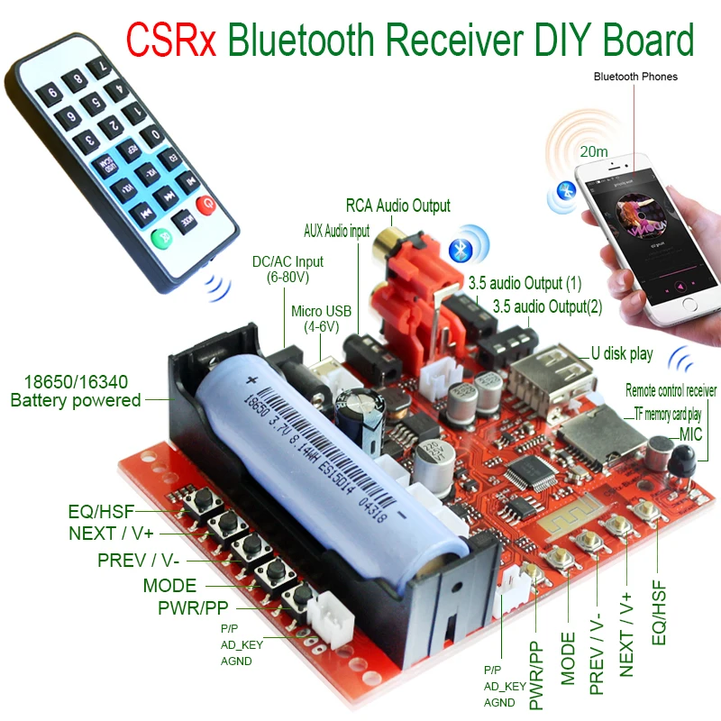 CSR Беспроводной Car 4 2 приемник Bluetooth адаптер 3 5 мм к 2RCA AUX аудио Музыка для