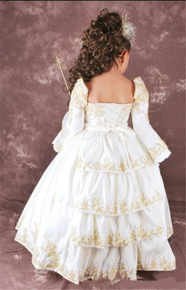 Блестящее атласное платье с цветочным принтом для девочек золотыми аппликациями